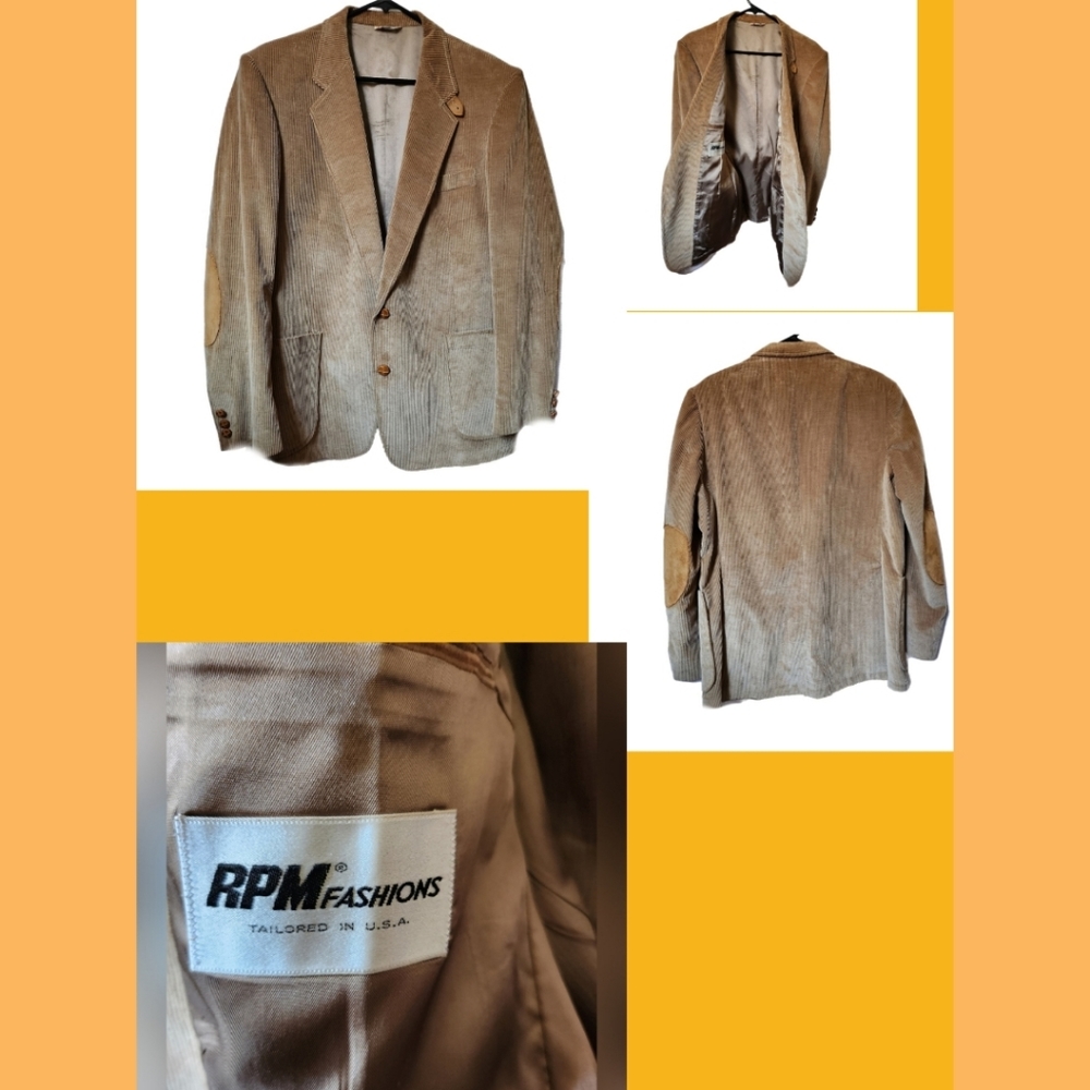 RPM FASHIONS MEN'S TAN CORDUROY SPORTS JACKET SIZE S
